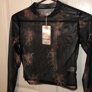 sheer long sleeve crop top